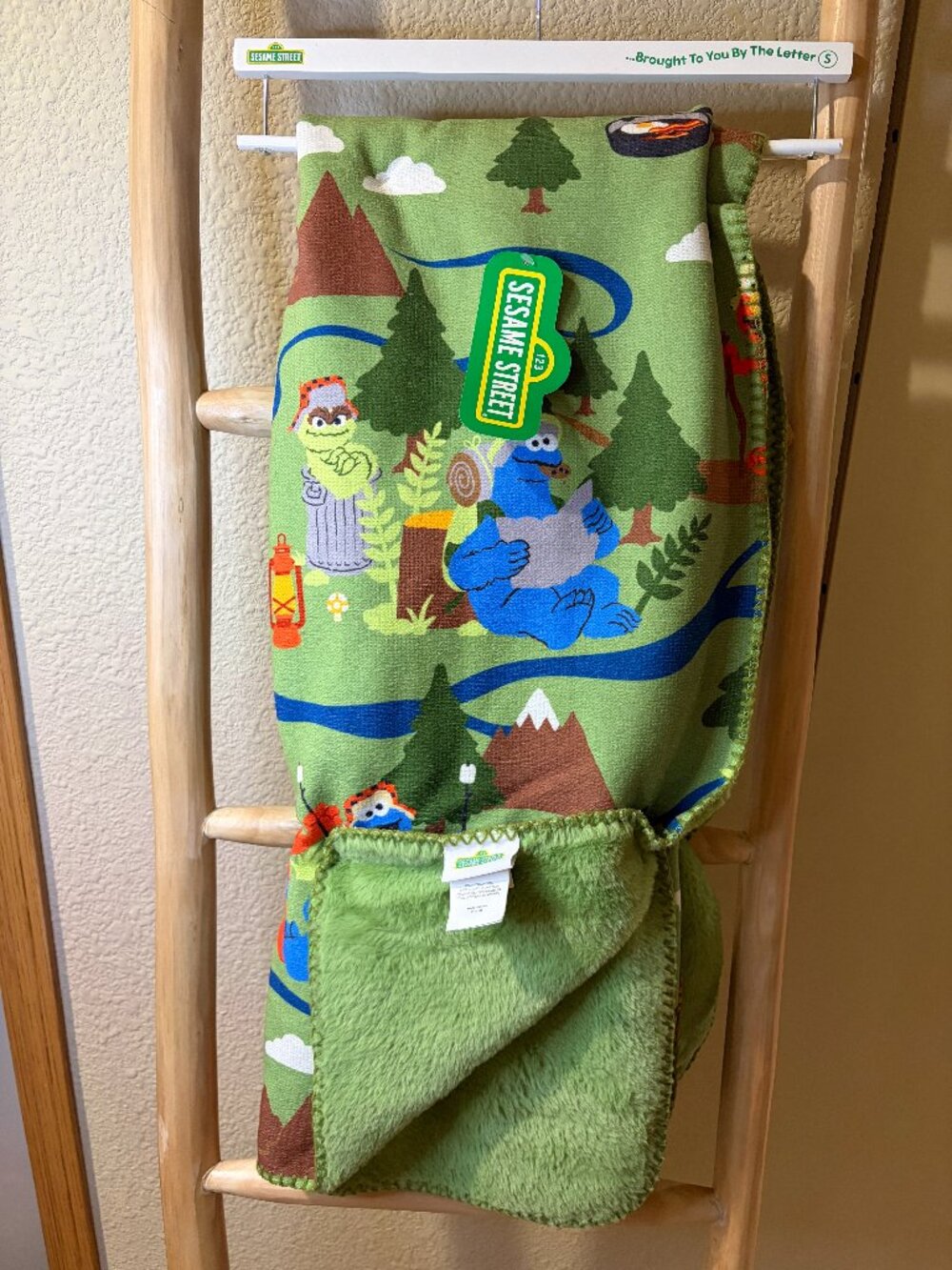 Sesame Street Cookie Monster Oscar Camping Blanket Throw 50x60 NWT